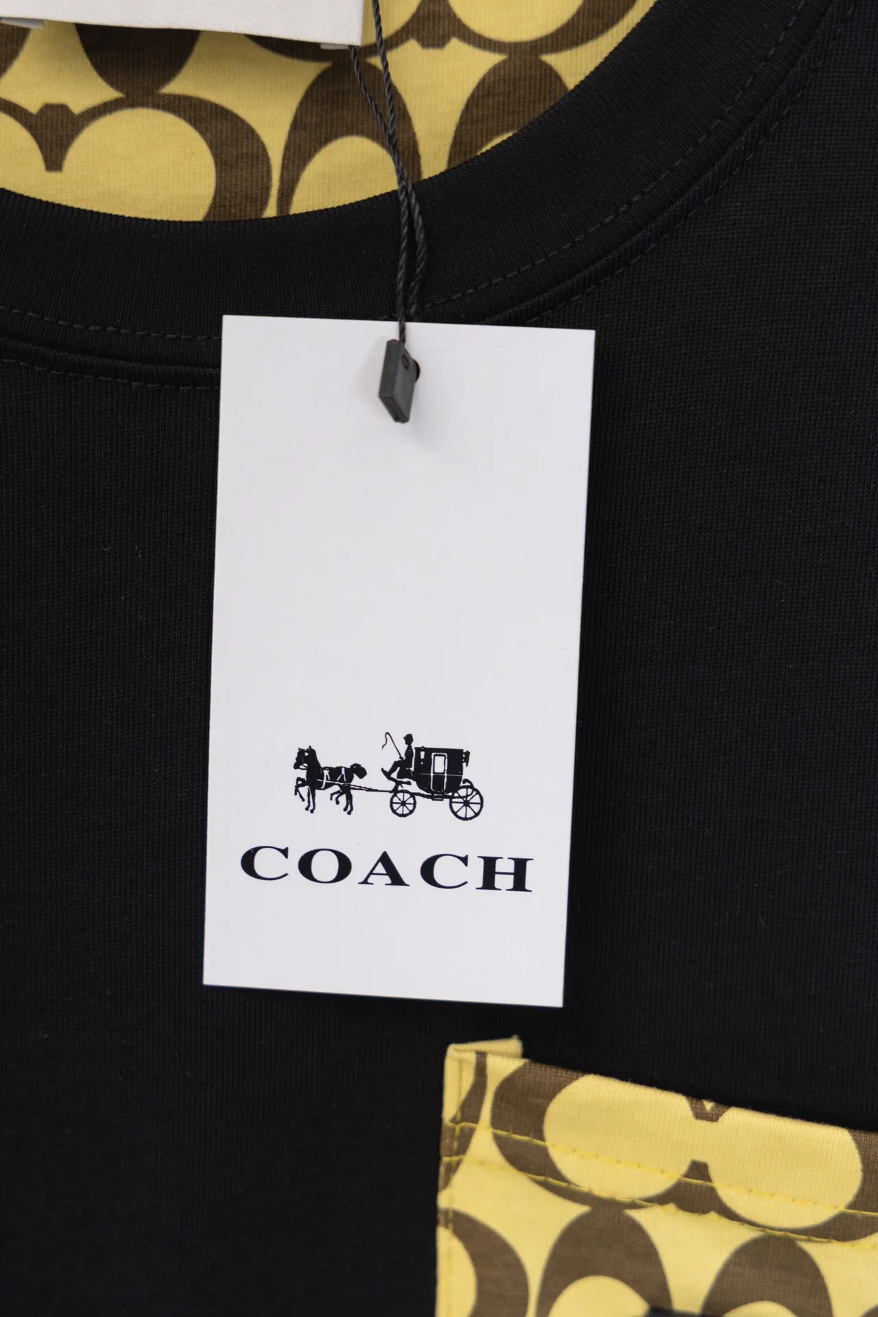 X 025 COACH𦸅Chi 25ss New Arrival T-shirt, presbyopic Series splicing style + left chest pocket design, highly customized. Gram double yarn pure cotton fabric, soft fabric, fashionable Versatile, same style for men and women. Color: solid color. Size: S～XXL.